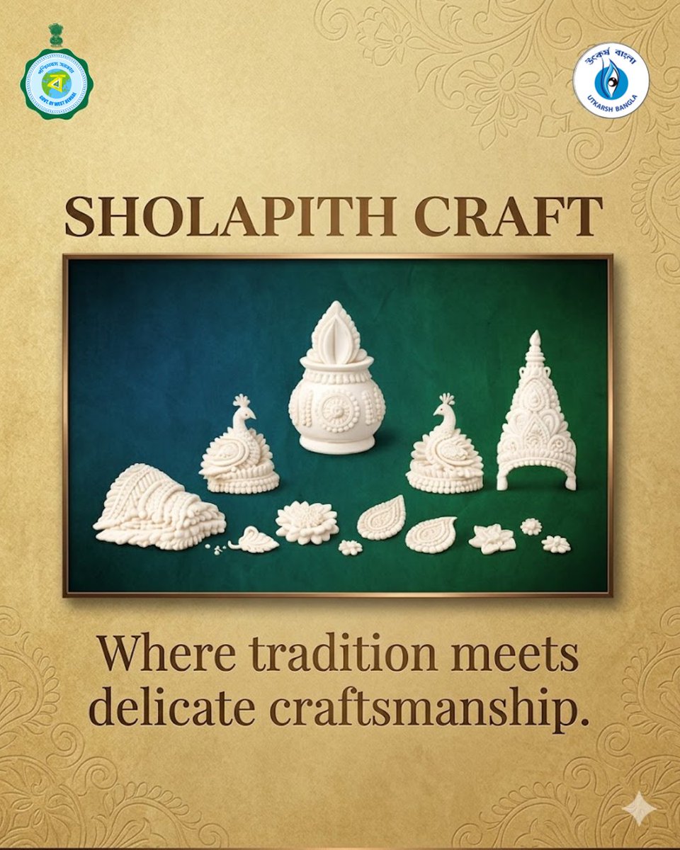 UtkarshBangla's tweet photo. The timeless beauty of Sholapith craft reflects the rich cultural heritage of West Bengal. Handcrafted with precision and care, this eco-friendly art form showcases the dedication of skilled artisans.
#SholapithCraft #westbengalheritage #sustainableart #pbssd #utkarshbangla https://t.co/SiKvNpXBFw