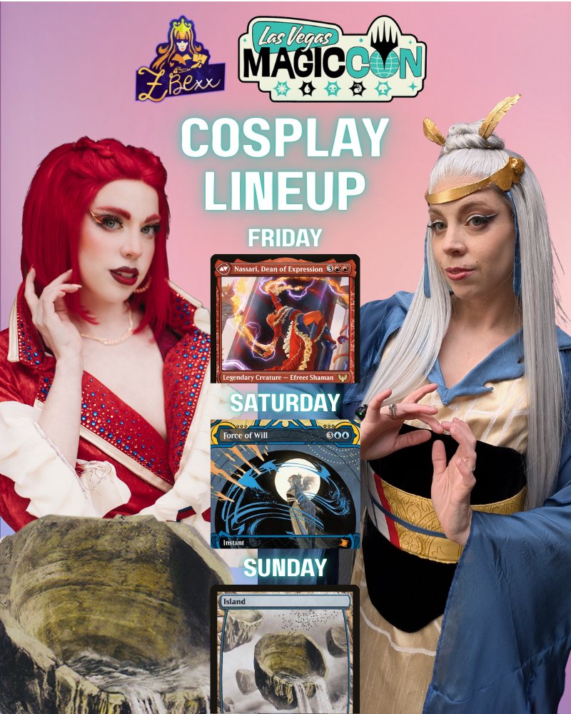 ZBexx's tweet image. my magiccon vegas cosplay lineup is HERE 🔥

i’ve got 3 looks planned and i’ll be around all weekend so don’t be shy come find me 💖💖

which one are you pulling up for 👀 and who's filming a dance with me?!?!

#mcvegas26 #magicthegathering #cosplay #mtg #mtgcosplay