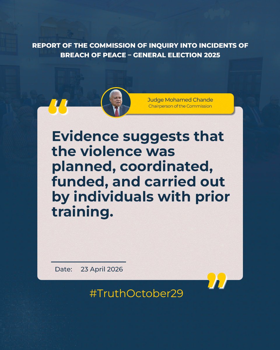 1ngadu1's tweet photo. REPORT OF THE COMMISSION OF INQUIRY INTO INCIDENTS OF BREACH OF PEACE - GENERAL ELECTION 2025
#ChandeReport
#TruthOctober29 https://t.co/xb7Zm02nTd