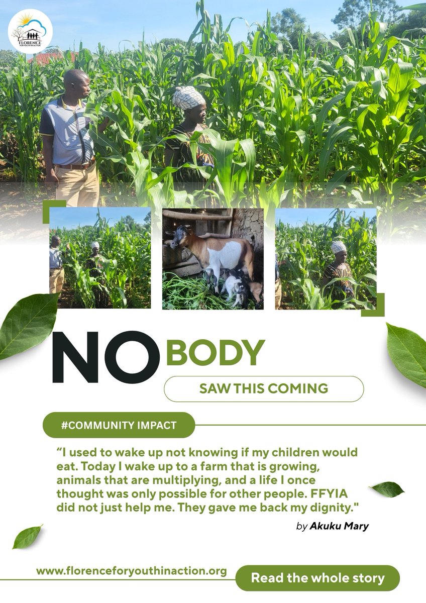 Florence4Youth's tweet image. She was given a chance. She turned it into a farm, a herd, and a future. 🌿
Akuku Mary received a seed investment from FFYIA in Bugiri, Uganda. Today she has a story to tell.

This is what we exist for. 
📷 Full story → florenceforyouthinaction.org/?p=2479
#FFYIA #WomenEmpowerment #Uganda