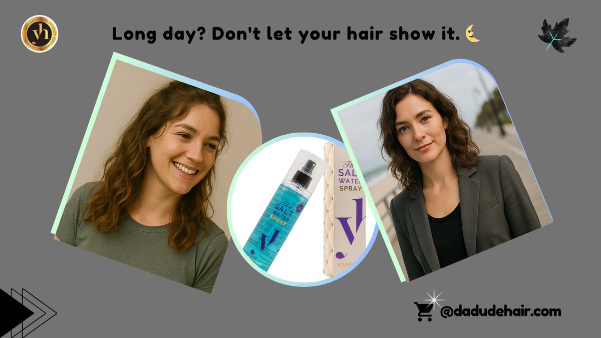 DaDudeyounghair's tweet image. Long day? Don't let your hair show it. 🌜 Reset your strands and bring back that natural bounce with YH The Salt Water Spray. Who’s ready for tomorrow?  💫🌟
#HairRefresh #VoluminousVibes #StyleReset