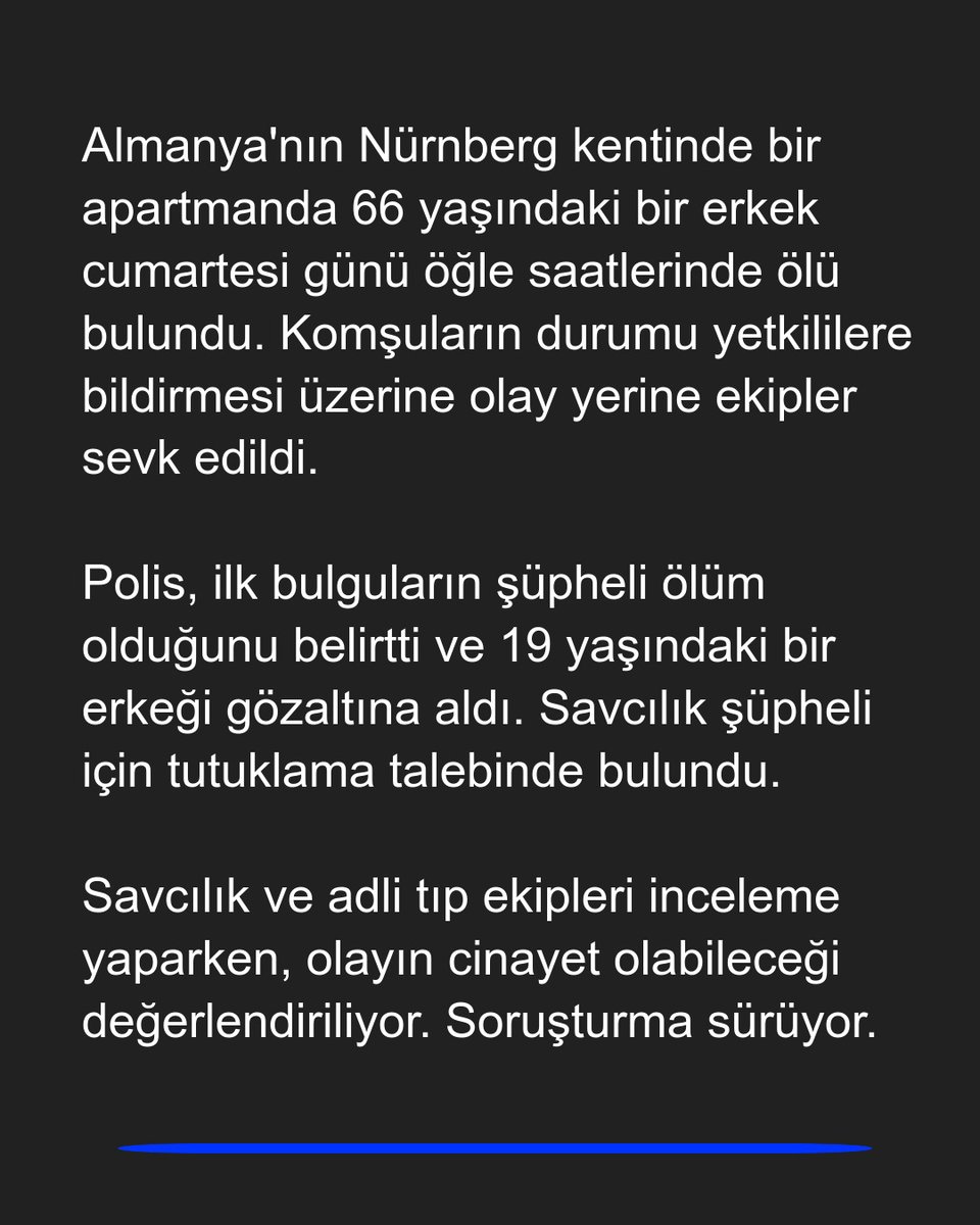 Almanya'da bir apartmanda 66 yaşında bir erkek ölü bulundu