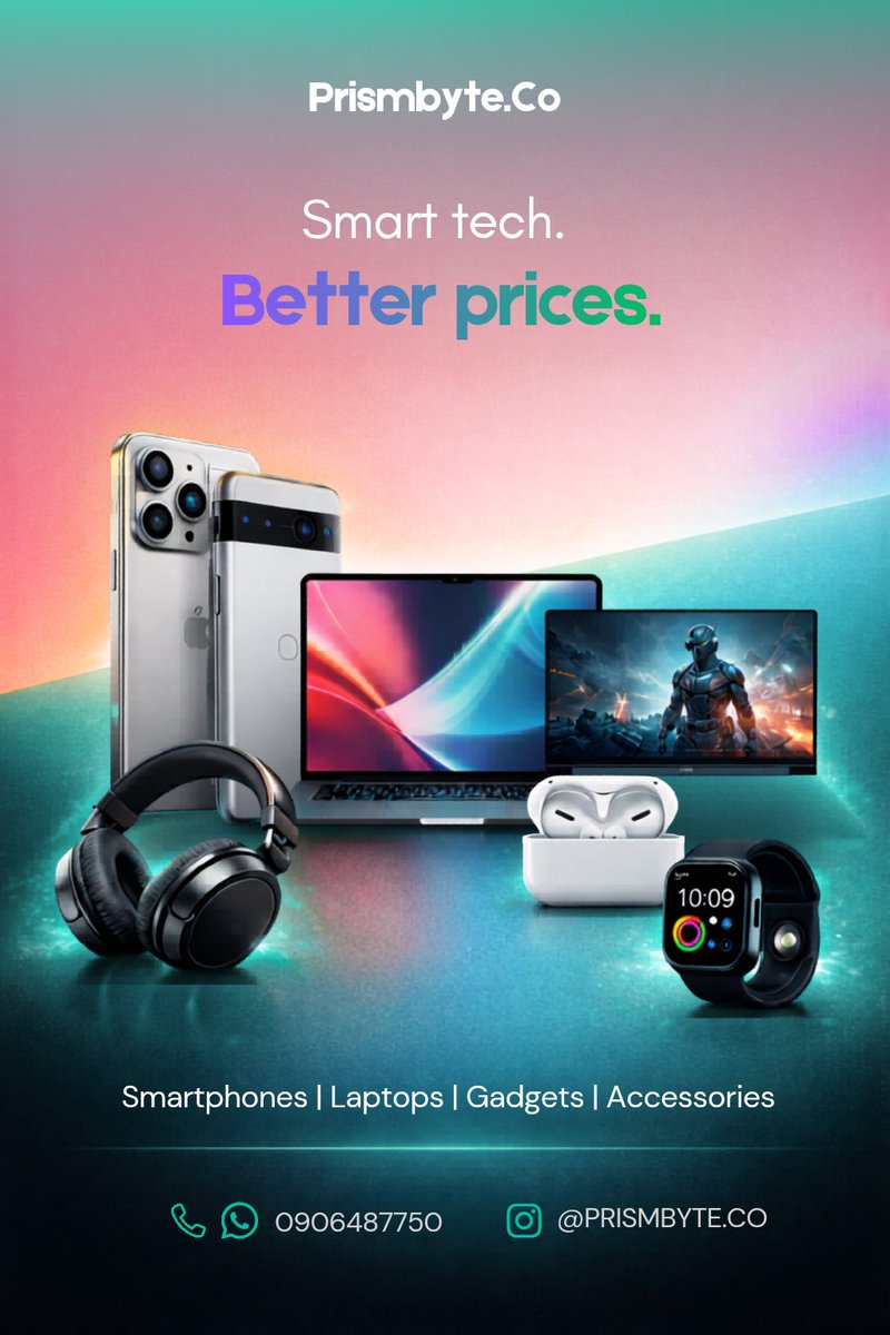 PrismByte_Tech's tweet photo. We deal. We deliver.

📲 iPhones | Laptops | Cars | Cool Tech | General Merchandising.

💻 Repairs? Sorted.
🔥 New &amp; Pre-owned Gems, 
Just a DM Away

📍Ikeja &amp; Ibadan
📞 /💬 09064817750 https://t.co/aoWgJ27frL