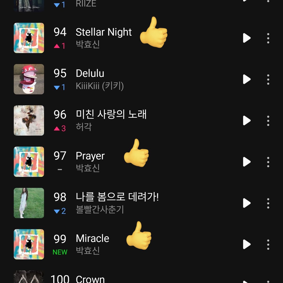 음원 총공의 효과가 바로 보인다 힘내자