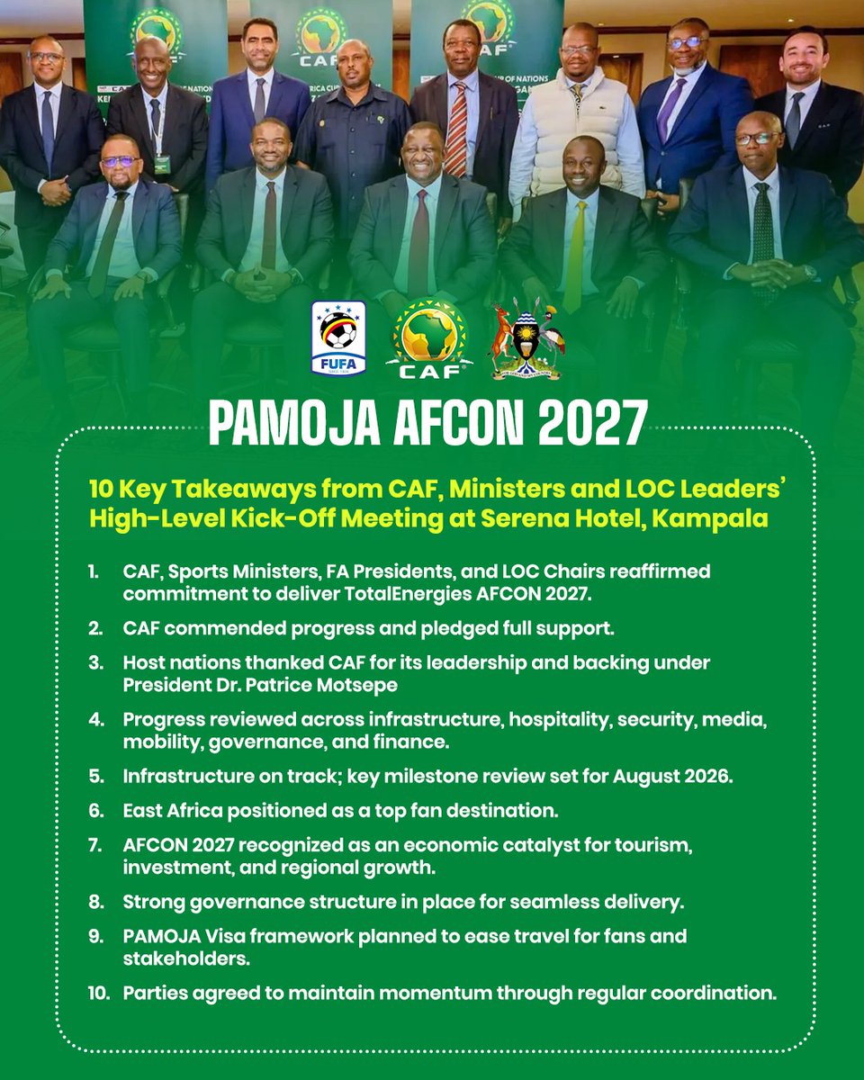 10 Key Takeaways from CAF, Ministers and LOC Leaders’ High-Level Kick-Off Meeting at Serena Hotel, Kampala

#PAMOJA27Workshop