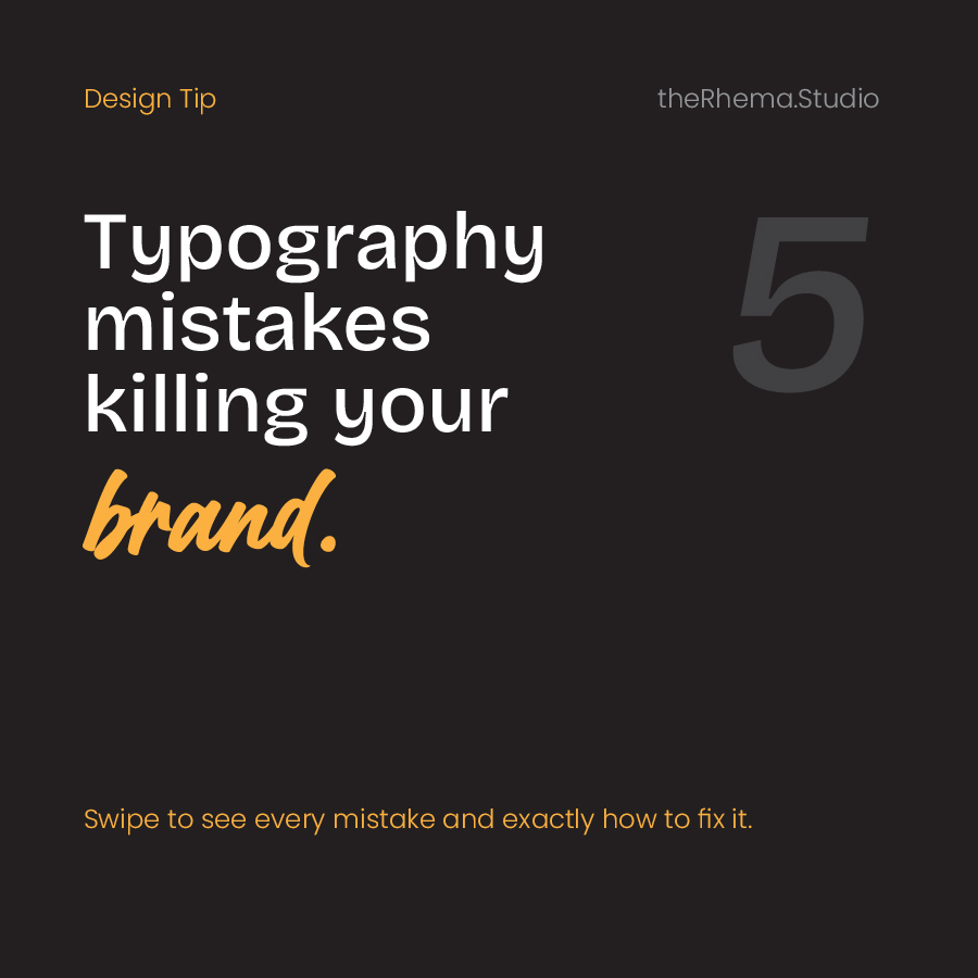 dictor_rhema's tweet image. 5 typography mistakes that silently kill brand credibility:  

1. Too many fonts 
2. Decorative fonts in body text 
3. No weight contrast 
4. Fonts too small 
5. Poor spacing  

Fix these and your design quality doubles instantly.
#Typography #DesignTips #FontDesign #BrandDesign