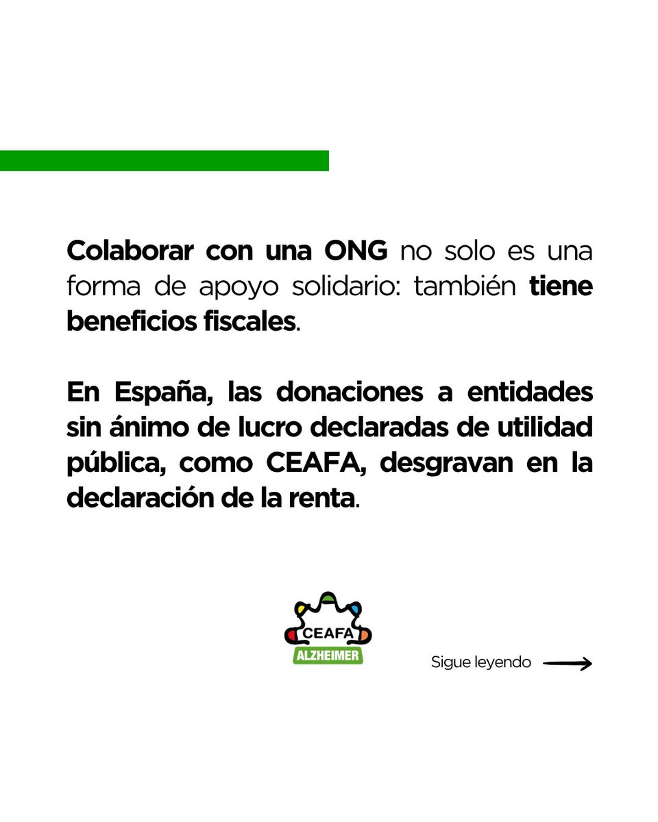 AlzheimerCeafa's tweet image. 🧠 Apoya a las personas con #Alzheimer u otro tipo de #demencia.

Tú eliges cómo ayudar:

✔ Donación
✔ Amigo/a Solidario/a
✔ Tarjeta Solidaria
✔ Legado Solidario

💚 Un pequeño gesto solidario que tiene ventajas fiscales.

ℹ️ Más información:
➡️ceafa.es/es/colaborar/

#CEAFA