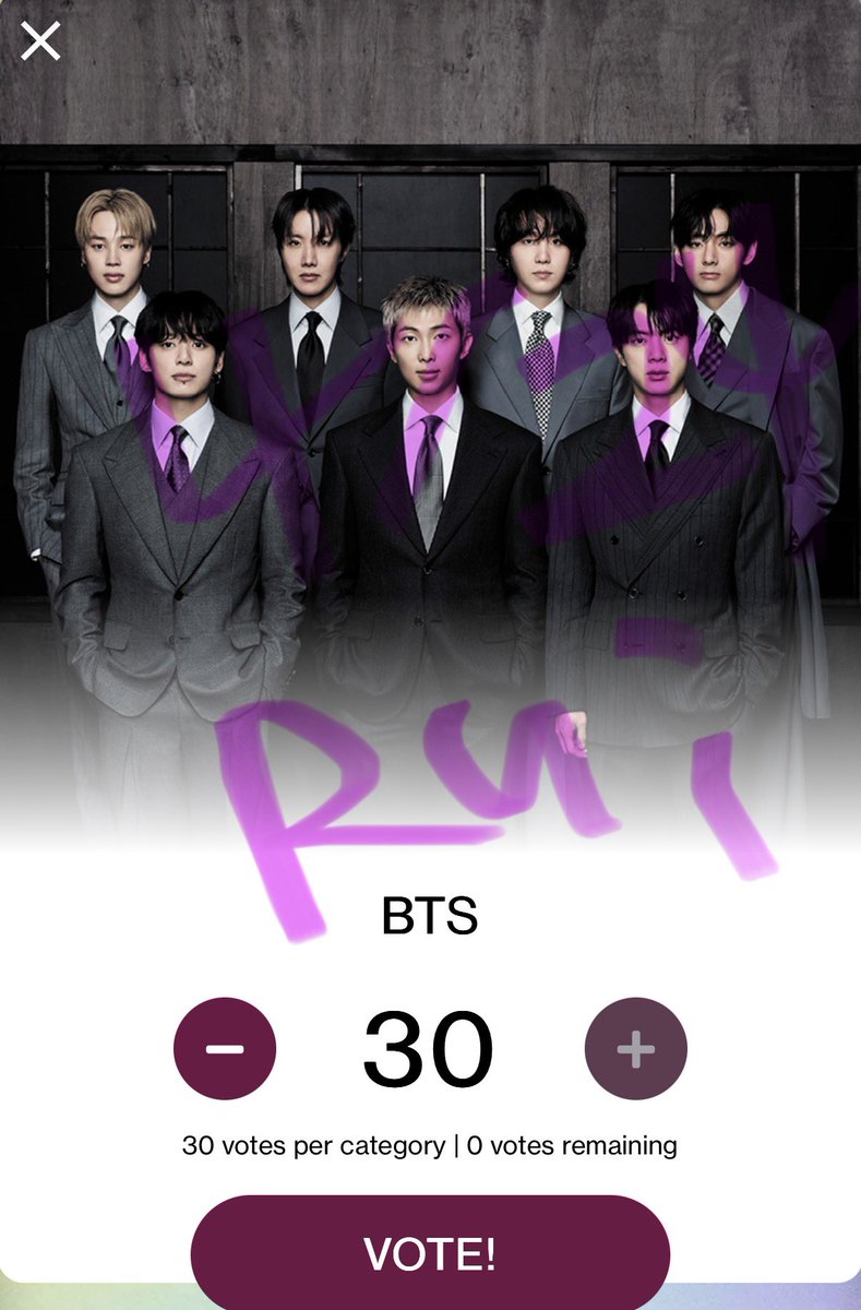 📥AMAs 아메리칸 뮤직 어워드 
5/9 AM4시까지 (KST) 계정별 각 부문에 30표씩 투표!

- ARTIST OF THE YEAR
- SONG OF THE SUMMER
- BEST MALE K-POP ARTIST

✅ vote.theamas.com

04/24 툽 완료!!