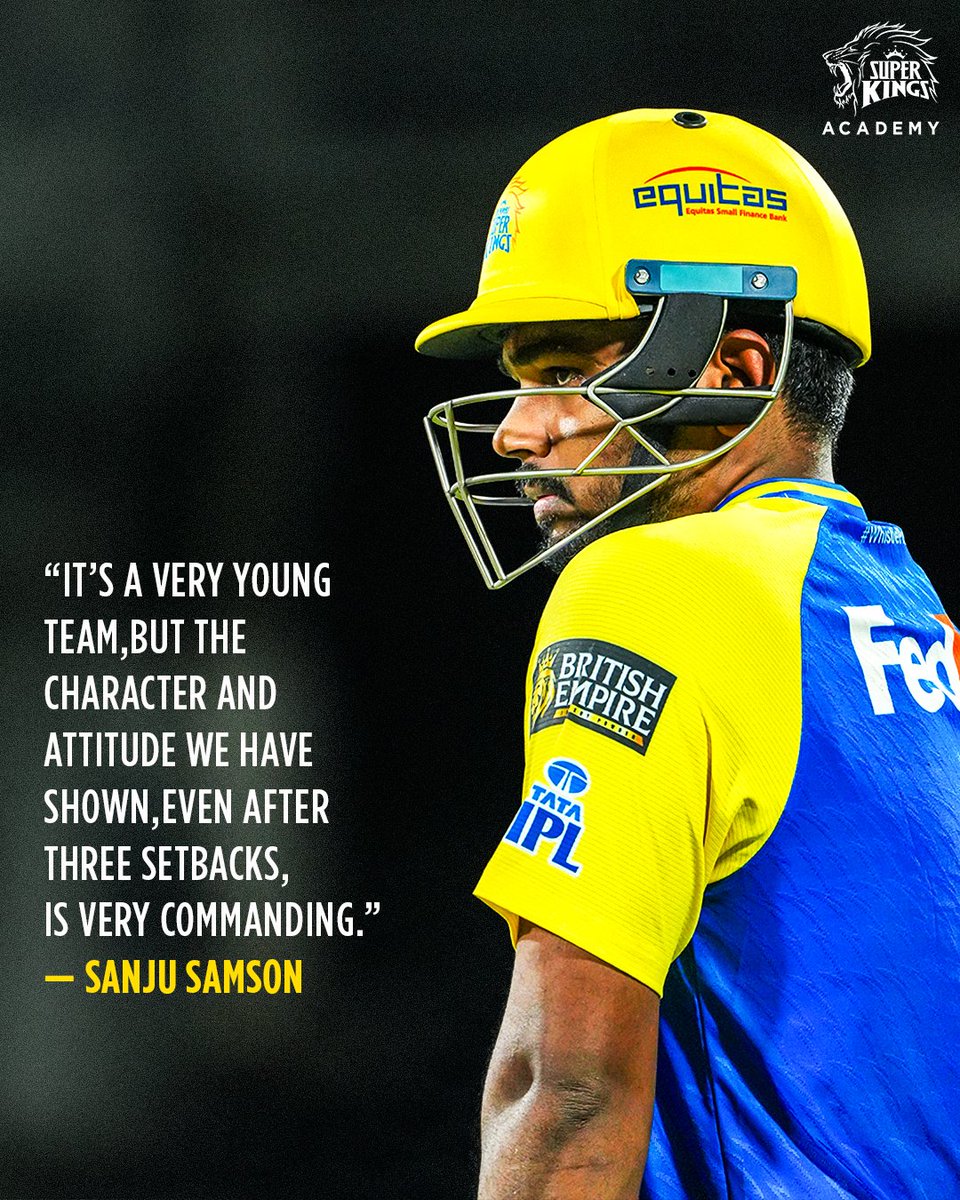 SuperKingsAcad's tweet image. Setbacks will come, but it’s the response that defines you 💛
That’s where real learning happens

#SuperKingsAcademy🏏 #TrainLikeASuperKing🦁 #Yellove #WhistlePodu #SanjuSamson

(SKA, Cricket, Sports, SanjuSamson, Yellove)