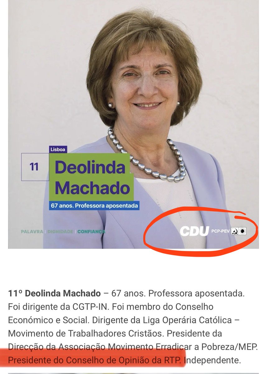 <a href="/darklinaq/">tris | 🇹🇩🇩🇰🇨🇾🇮🇹</a> Sabem aquele Conselho de Opinião da RTP onde não querem gente do CHEGA oorque aquilo é uma coisa muito independente? Apresento-vos a Presidente daquela coisa: dirigente do Partido Comunista Português e da CGTP-IN.
São como baratas, uma praga infiltrada em todas as instituições ao