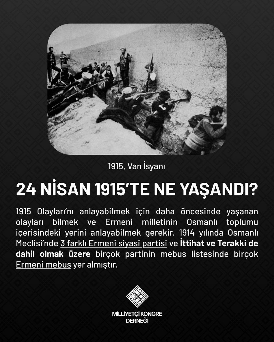 KongreDernegi's tweet photo. 24 Nisan Ermeni soykırım iddialarını sloganlarla bastırmaya çalışmak yerine; bu tezleri bilgi ve tarihi gerçeklerle çürütmek Türk milletinin onurunu korur. Türk tezlerini güçlendirmek adına birçok komisyonumuz bir araya gelerek bu detaylı çalışmayı hazırladı. https://t.co/TKURsLIv8s