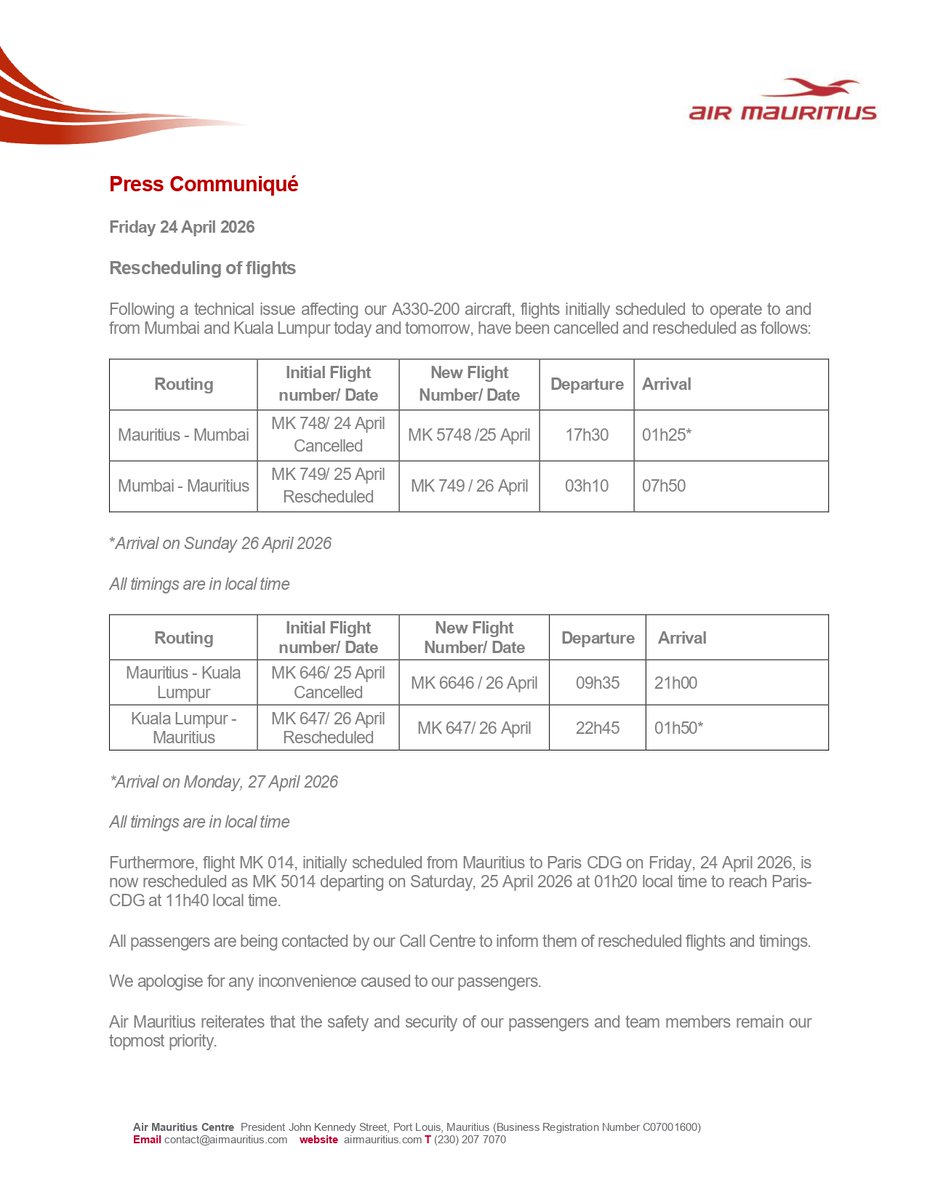 Air Mauritius tweet media