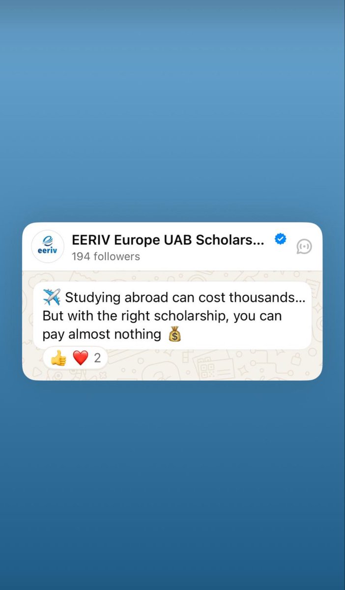 Eeriveurope's tweet image. Join our scholarship channel to receive updates and FREE tips on EU Scholarship Opportunities 👇 📥

whatsapp.com/channel/0029Vb…

#studyabroad #eeriveurope #scholarships