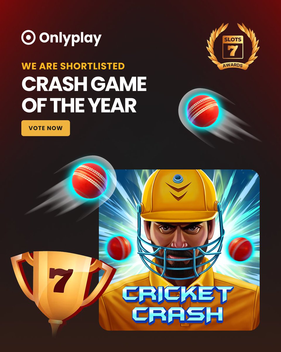 Onlyplay_'s tweet image. Onlyplay is excited to share that Cricket Crash has been shortlisted for Crash Game of the Year at the SlotsCalendar Awards 2026.

🗓 Voting is open until May 11
📢 The final shortlist will be announced on May 

#Shortlisted #Onlyplay #OnlineSlots #InstantWin #CrashGames