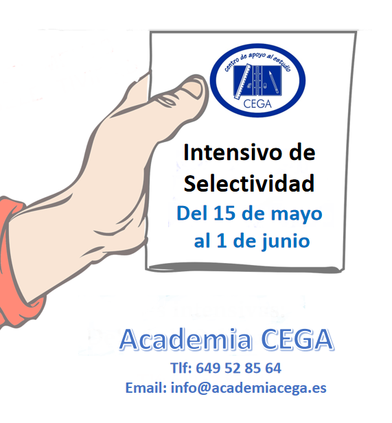 AcademiaCEGA's tweet photo. CURSO INTENSIVO DE #SELECTIVIDAD 2026 
Del 15 de mayo al 1 de junio.
Academia #CEGAenTriana Sevilla. 
☎️954 99 04 35 / 649 52 85 64
📩 info@academiacega.es 
💻 https://t.co/FpHfuT4Vgq https://t.co/WzqXZQRSug