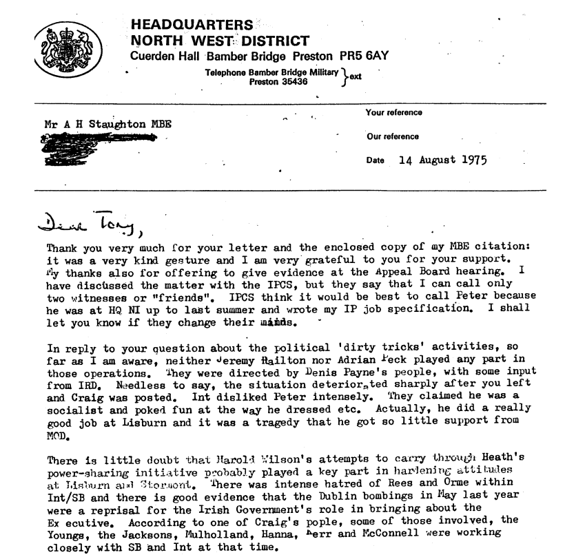 The Ware/McKittrick smear of Wallace and Holroyd had a hugely detrimental effect on collusion investigations imo. Had Wallace been listened to there would have been a much earlier focus on what came to be known (erroneously) as the Glenanne Gang and its links with Special Branch.