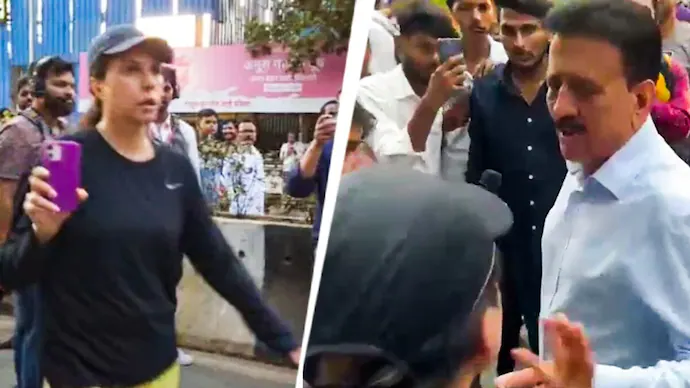 IndiaToday's tweet image. Complaint against Mumbai woman who berated minister over traffic jam due to protest

A complaint has been filed against a woman who berated #Maharashtra minister #GirishMahajan for a traffic jam caused by a BJP rally in #Mumbai over the women's reservation bill, police said on