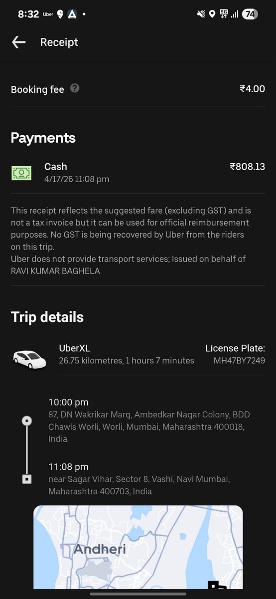 VikrantBhaler17's tweet image. Unacceptable experience with @Uber_India 17/4/26 at my sister left bag in a car and the "Help" section in the app is going in circles. I need to get in touch with my driver or a human representative immediately. Please DM me. @Uber_Support #UberIndia  @MumbaiPolice @MumbaiPolice