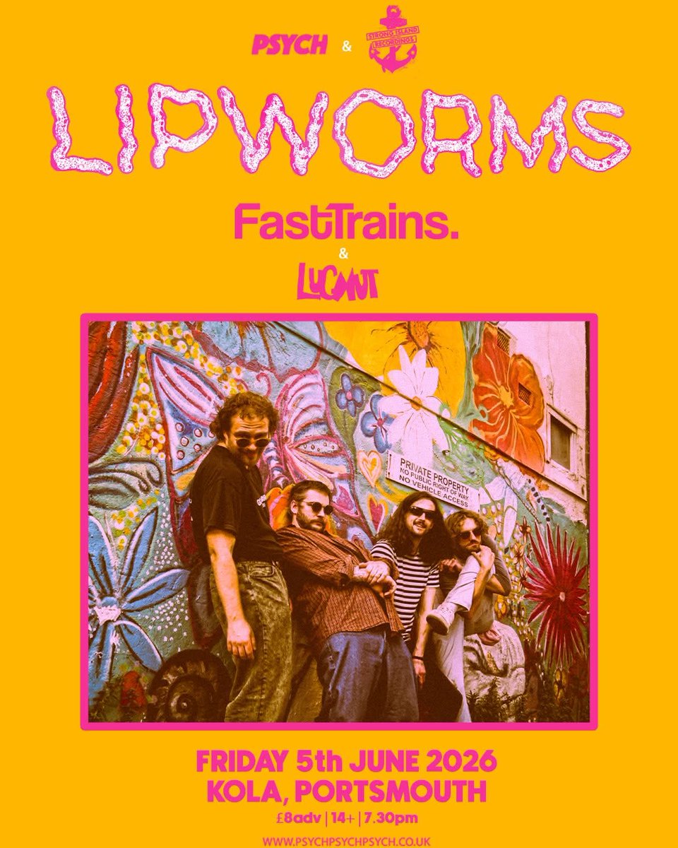 StrongIslandRec's tweet photo. We're delighted to welcome Fast Trains and the jazzy-psych-art rock orchestra, Lugnut to the LIPWORMS show at Kola with our Psych pals.

Tickets:
https://t.co/tu7Hik8pT9 https://t.co/sTtszKo2WI