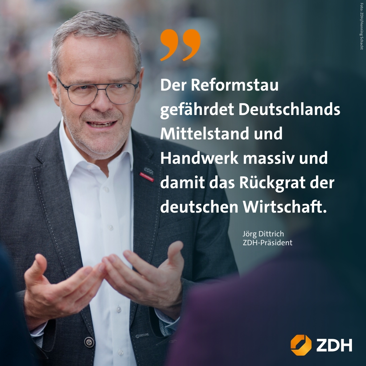 Was bewegt das #Handwerk diese Woche? Schwache Konjunktur, steigende Kosten, wachsende Unsicherheit. Statt Entlastung wird der Belastungsdruck auf Betriebe sogar noch weiter vergrößert. Nötig ist ein Reform-Gesamtkonzept für Wachstum und Planungssicherheit nl.zdh.de/mailing/260/91…