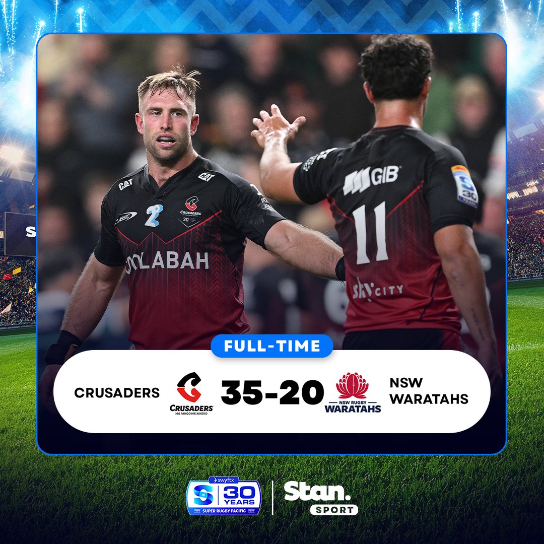 StanSportRugby's tweet image. The @crusadersrugby start their new era with a win! 🔥

↳ Super Rugby Pacific. Every Match. Live &amp;amp; Exclusive.

#StanSportAU #SuperRugbyPacific #SuperRound