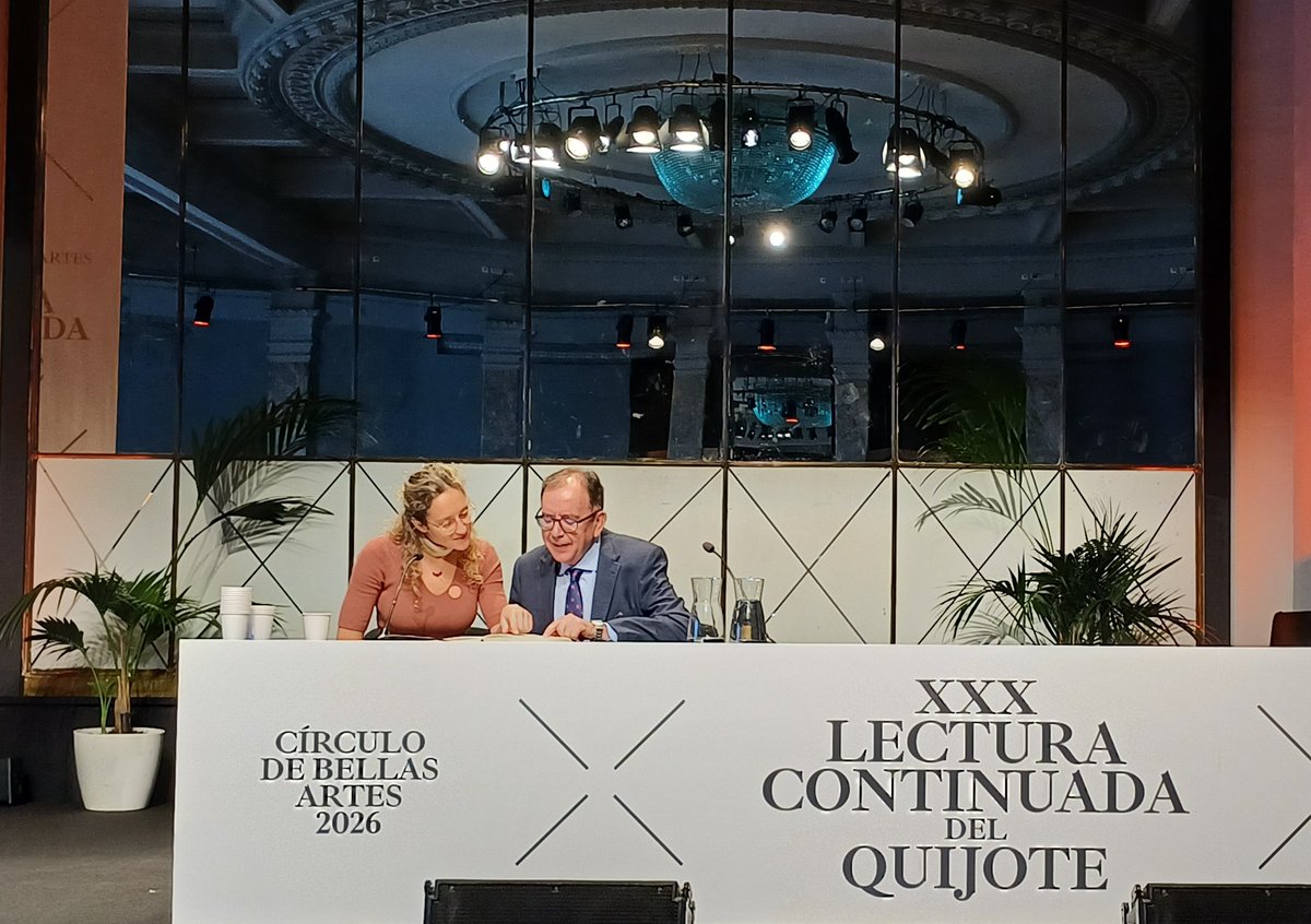 IIPPGob's tweet photo. ✒️ #YoLeoElQuijote La cultura como herramienta de cambio para la Administración Penitenciaria.

📚 Un año más, el secretario general de @IIPPGob, Ángel Luis Ortiz, participa en la lectura continuada de la obra cervantina que organiza @cbamadrid. https://t.co/O5RI2KC8z6