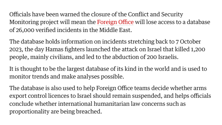 owenboswarva's tweet image. Foreign Office unit tracking Israel's potential breaches of international law closes due to cuts theguardian.com/politics/2026/…

@Cen4infoRes's work monitoring Israel-Palestine info-res.org/project/israel…

#GazaGenocide #warcrimes #armscontrol #osint