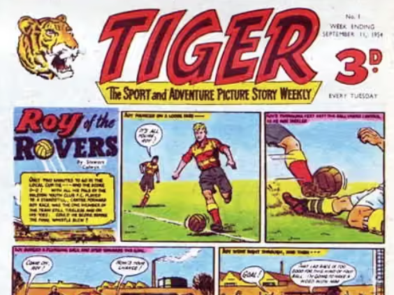 GreensladeR's tweet photo. My childhood hero, and namesake, was Roy Race, free-scoring striker for Melchester Rovers. I read of his exploits each week in the Tiger. Sadly, his creator, Barrie Tomlinson, has died, aged 88. He also wrote the Scorer football strip for the Daily Mirror https://t.co/nE9tb2ZOEf https://t.co/7rDroxGlYG