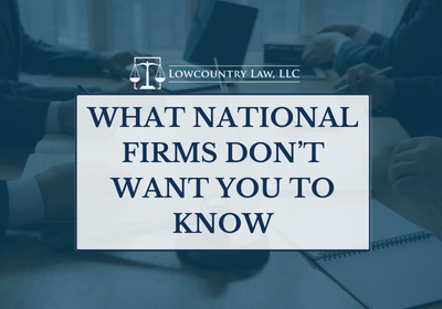 LowcountryLawSC's tweet image. South Carolina personal injury attorney vs national firm. See why local representation delivers stronger cases and better strategy &amp;amp; results. #southcarolina #injury #lawyer bit.ly/4cZ5B5n