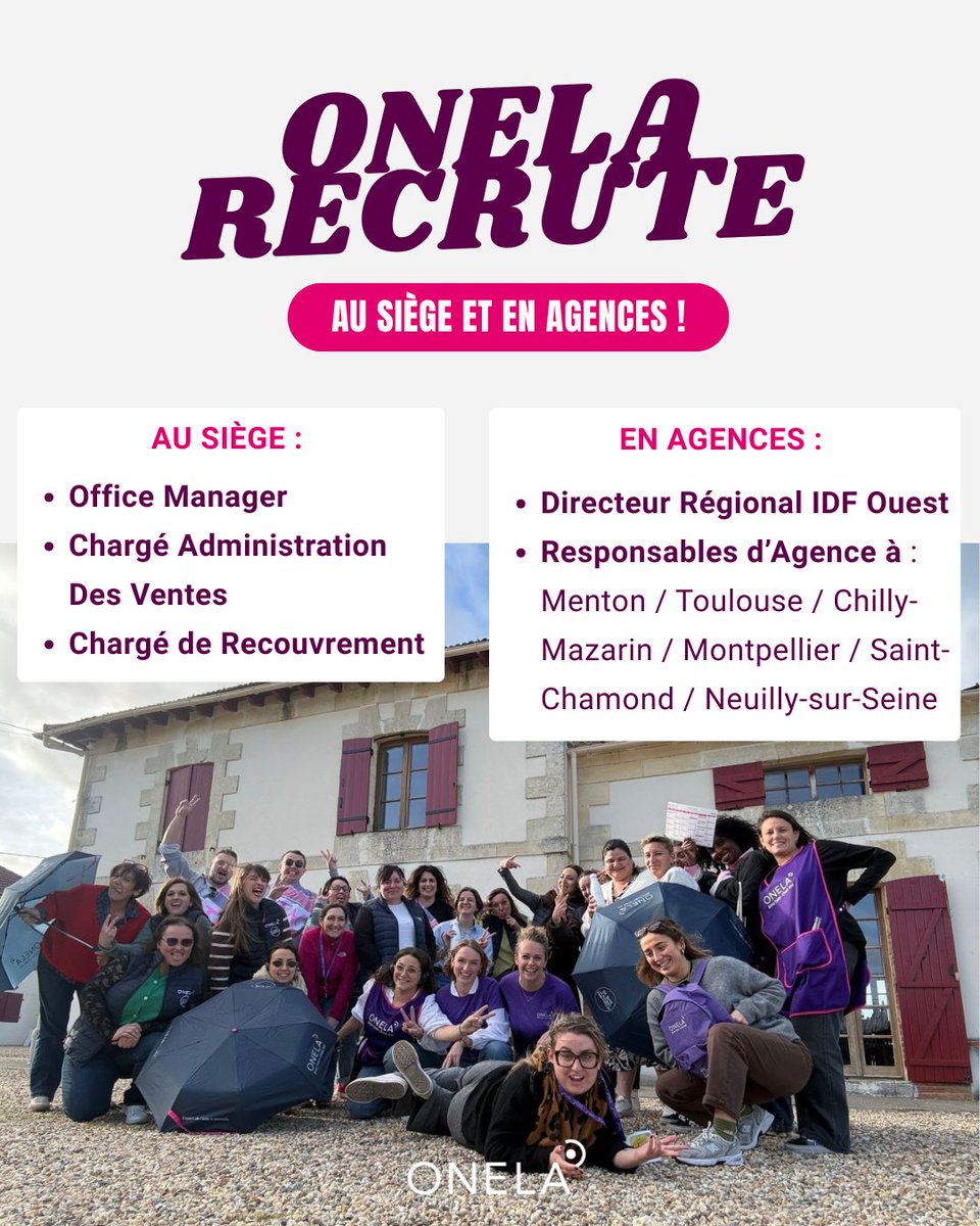 Onela_France's tweet photo. 🚀 #ONELA #recrute !
Donnez du #sens à votre carrière dans l’#aide à domicile 🤝
+67 agences, 3 500 intervenants, 12 000 clients
#Postes au siège (Boulogne) & en agences partout en #France
👉 #Rejoignez-nous : https://t.co/PWjx1kpk3K https://t.co/N07NDQ9JYh