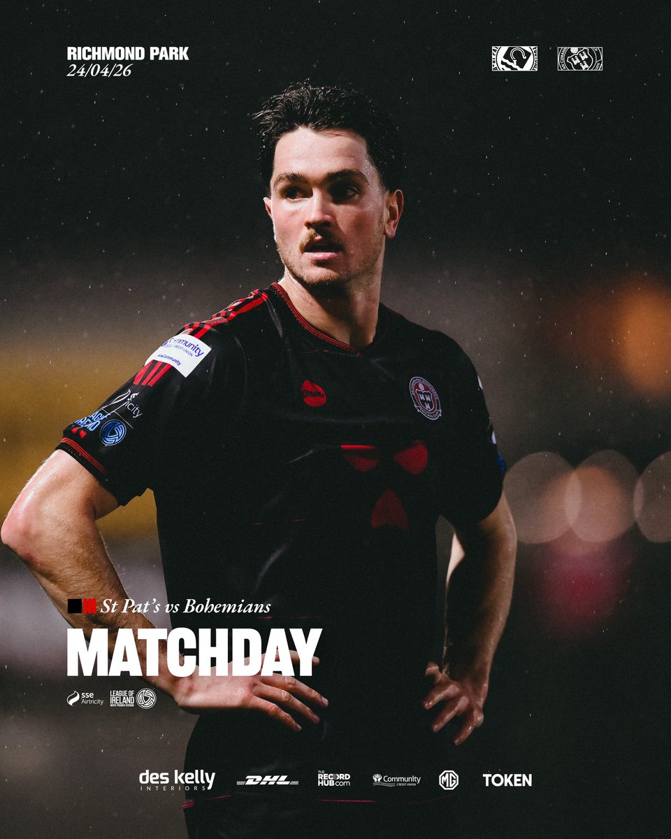 bfcdublin's tweet photo. It’s Matchday 🔴⚫️

Bohemians travel to St Pat’s in the SSE Airtricity Men’s Premier Division. 

⚽️ Kickoff 19:45
📺 Watch live on LOITV 

#DublinsOriginals https://t.co/96FytNTr57