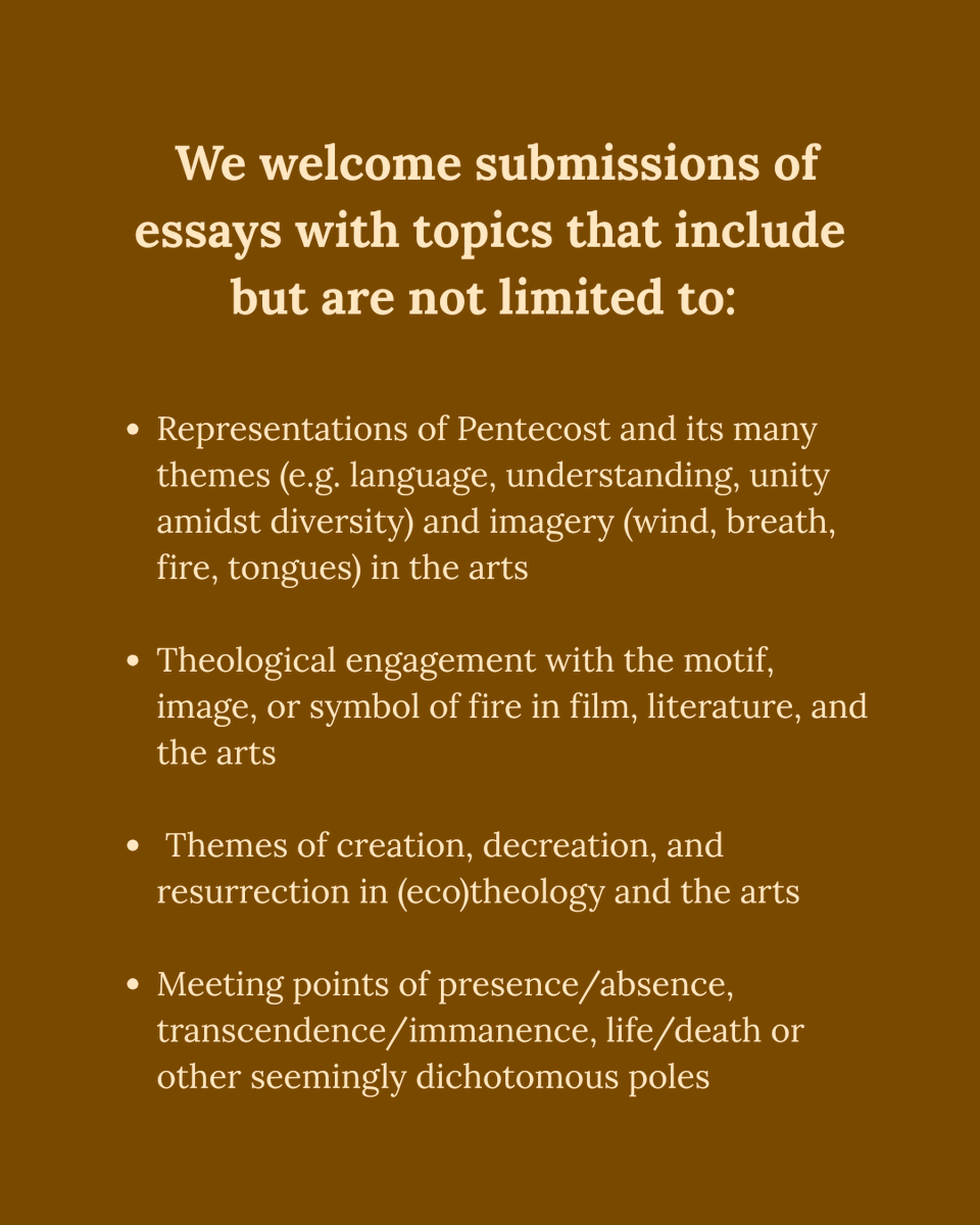 Transpositions's tweet photo. Details in images and here: https://t.co/8X6vns9F5D. We can't wait to hear from you and read your stuff! (2/2)

#theologyandthearts #callforpapers #callforsubmissions #christianityandthearts #callforessays #christianityandliterature #sacredarts https://t.co/0uVQTBGgQ2