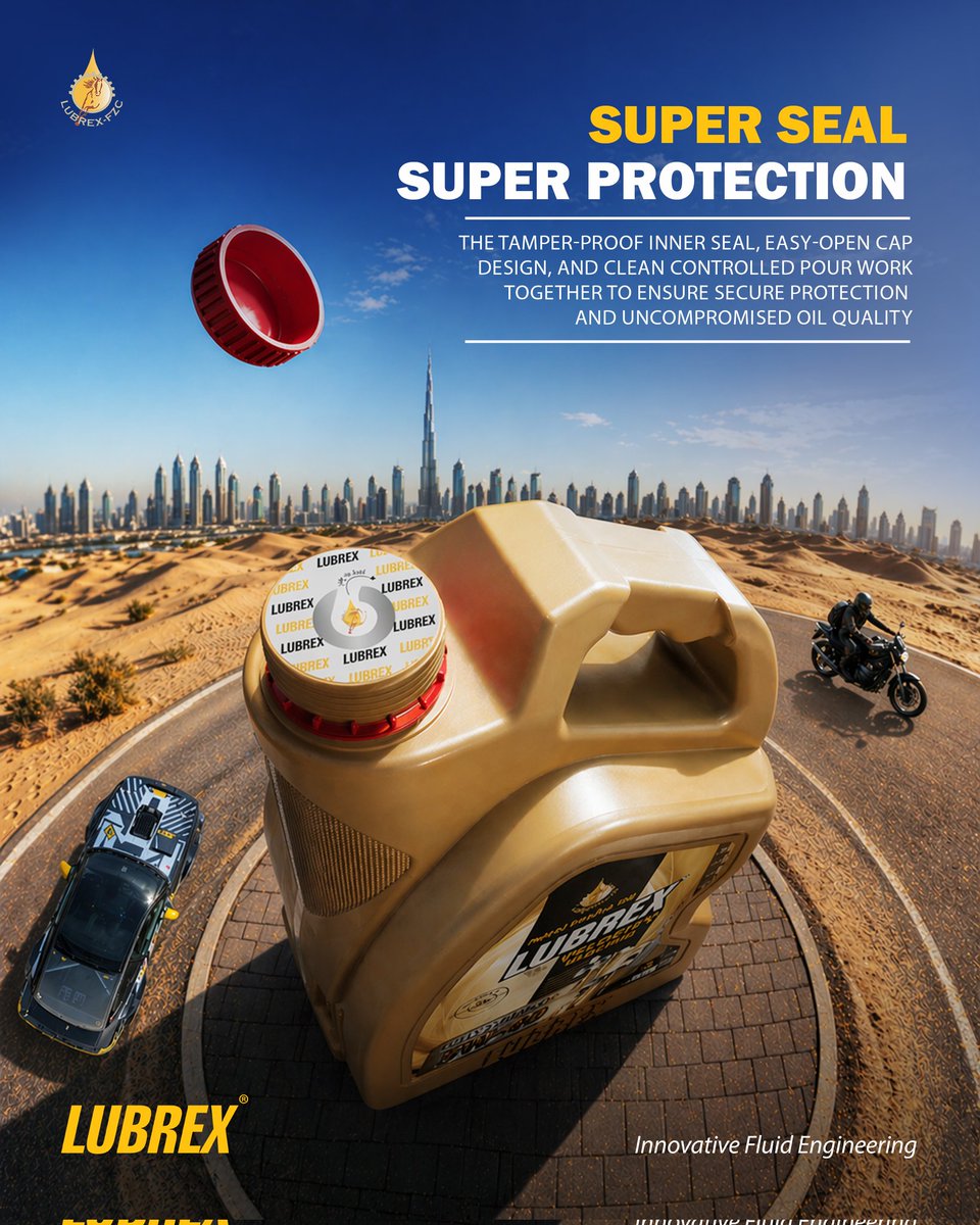 LubrexFZC's tweet image. LUBREX INTRODUCES SUPER SEAL SECURITY
Because true protection starts with authenticity.

Our Super Seal Security is designed to guarantee product integrity from the moment it’s sealed to the moment it’s used. 

#Lubrex #EngineProtection #SuperSeal #AutomotiveInnovation