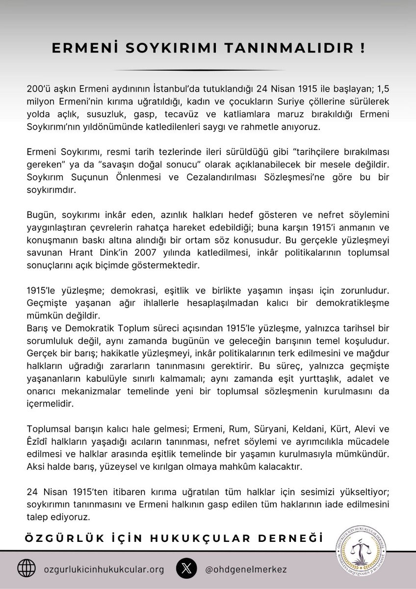 Özgürlük için Hukukçular Derneği tweet media