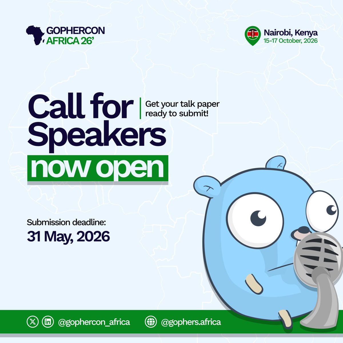 gophers_africa's tweet photo. Still thinking about speaking at #GopherConAfrica2026? 👀

Good news — the Call for Speakers is still open! 🎤✨

If you’ve got insights, ideas, or real-world experience with Go, this is your moment to share with the community.
Don’t overthink it,  submit that talk! 🚀 https://t.co/QlRlbwlViS