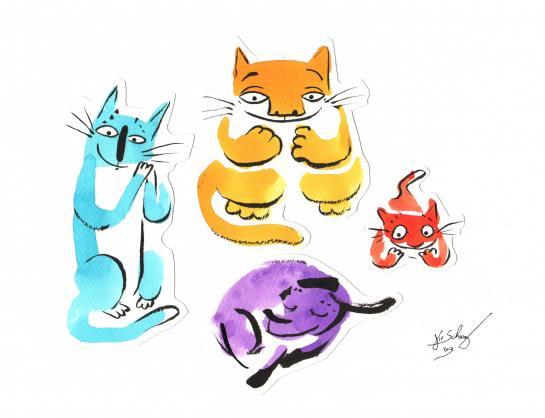 We love you!
£592.50

Is there a dog in this book? is a hilarious, interactive picture book by writer &amp; illustrator, #VivianeSchwarz, which tells the tale of a group of funny cats hiding from a dog all around their house.

childrensbookillustration.com/product/vivian…

#illustrator #originalartwork