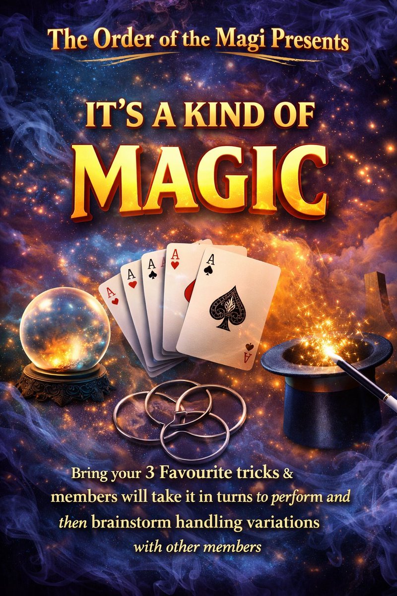 HypnotistRoyle's tweet image. CLUB NIGHT: IT’S A KIND OF MAGIC 

TUESDAY 28th APRIL 2026, 7.30PM  

orderofthemagi.co.uk/membership

THIS IS A MEMBERS ONLY CLUB NIGHT

So join Manchester's Magic Club &amp;amp; Magical Society for  Magician's &amp;amp; Mind Readers Today at Link

#Magic #Magician #Manchester #Mentalism #MagicClub