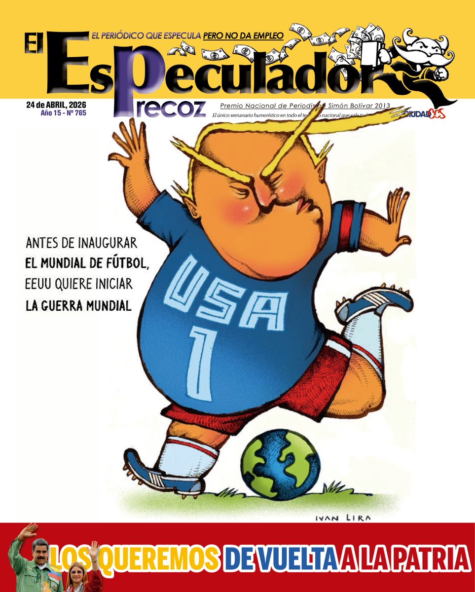robertomalaver's tweet photo. EL ESPECULADOR PRECOZ No 765
Aquí: https://t.co/MeHOcQBkdz

Recuerden siempre el insulto de Carlos Baute, pero no se olviden de la agresión de Trump

El Especulador Precoz ya está aquí repartiendo humor y paz https://t.co/TrUmDCD2J2