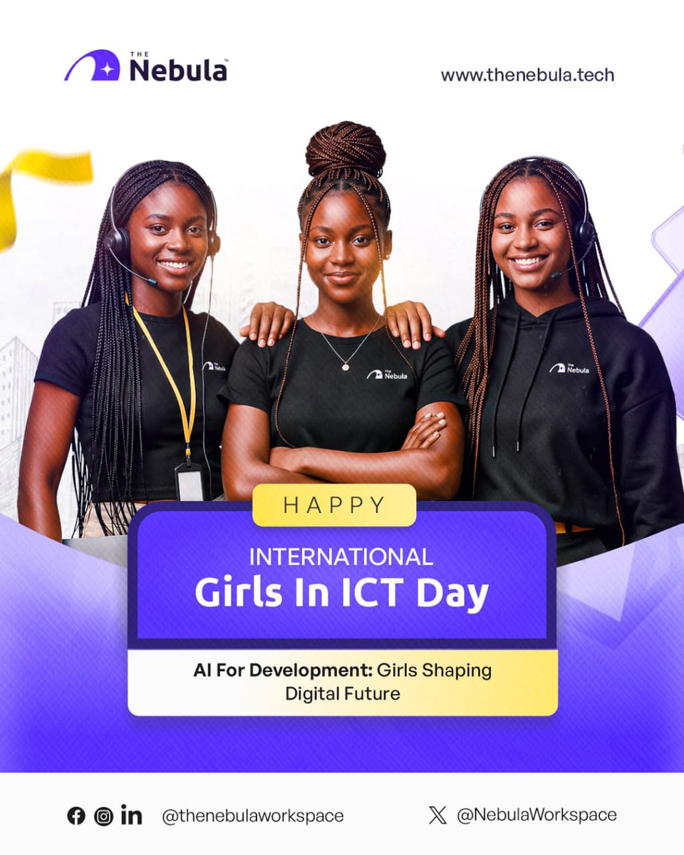 NebulaWorkspace's tweet photo. The future of technology is being built by everyone and that includes women and girls at the forefront.

Happy International Girls in ICT Day from all of us at The Nebula💜 https://t.co/uA8ES4RaK8