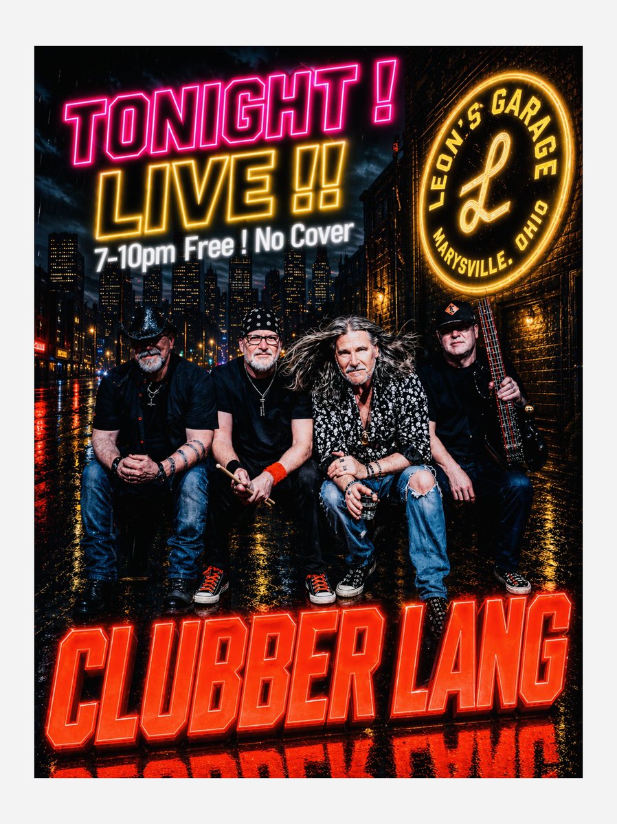 RobJohnsonShred's tweet image. 🔥TONIGHT ! 
✅Live at Leon’s Garage ! FREE ! No Cover ! 
LIVE ROCK with 
🔹CLUBBER LANG Banging out Rock tunes from the 70’s80’s90’s2000’s Join Us ! 😁🤘🏻🎸🥁🎶🍺#cbus #columbus #columbusohio #marysville #marysvilleohio #dublinohio #powellohio #hilliardohio #westervilleohio