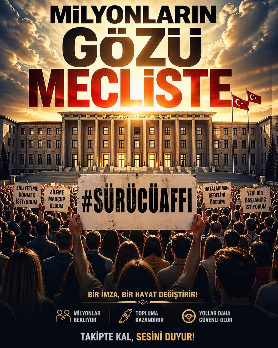 <a href="/TC_icisleri/">T.C. İçişleri Bakanlığı</a> <a href="/mustafaciftcitr/">Mustafa ÇİFTÇİ</a> Biz affı keyiften değil, mecburiyetten istiyoruz.
MilyonlarınGözü Mecliste 
#SürücüAffı