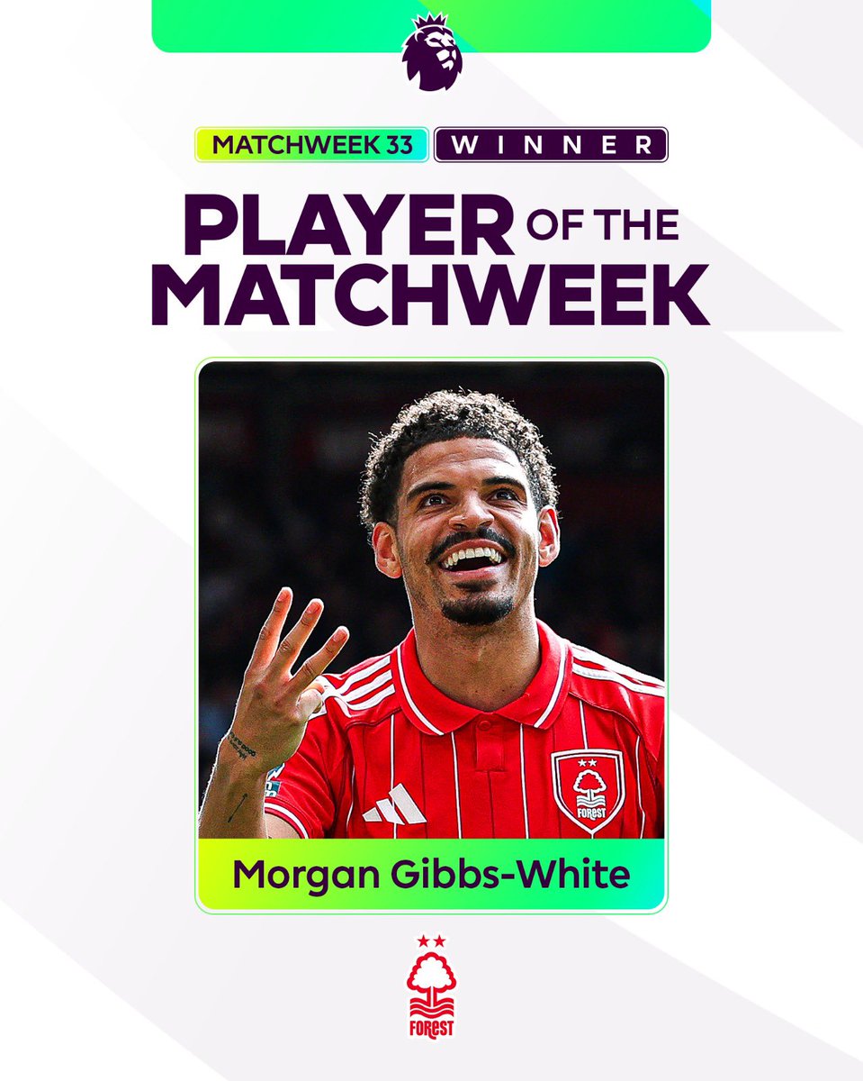 NFFC's tweet photo. MGW is the @PremierLeague Player of the Matchweek! 👏 https://t.co/CpL0eTfNOU