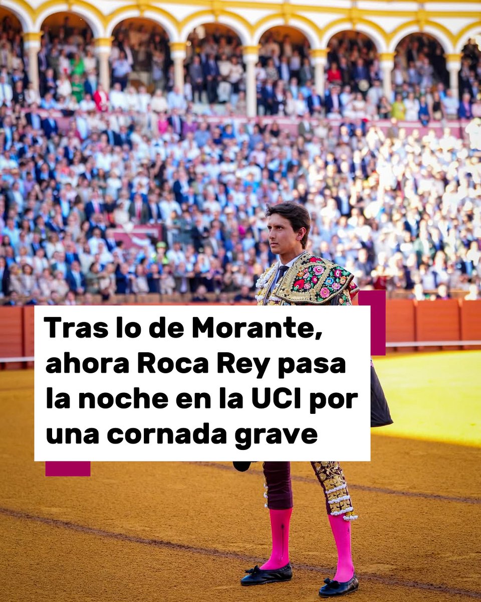 101TVSevilla's tweet photo. 🩺Tras lo de Morante, ahora es Roca Rey el que ha pasado la noche hospitalizado en la UCI por una cornada "muy grave" en la tarde del jueves que llegó a rozar la vena y la arteria. 

📲Más información en https://t.co/bSKgLQK0Sl

#RocaRey #Sevilla #UCI #Cornada https://t.co/Ib872z2fOc