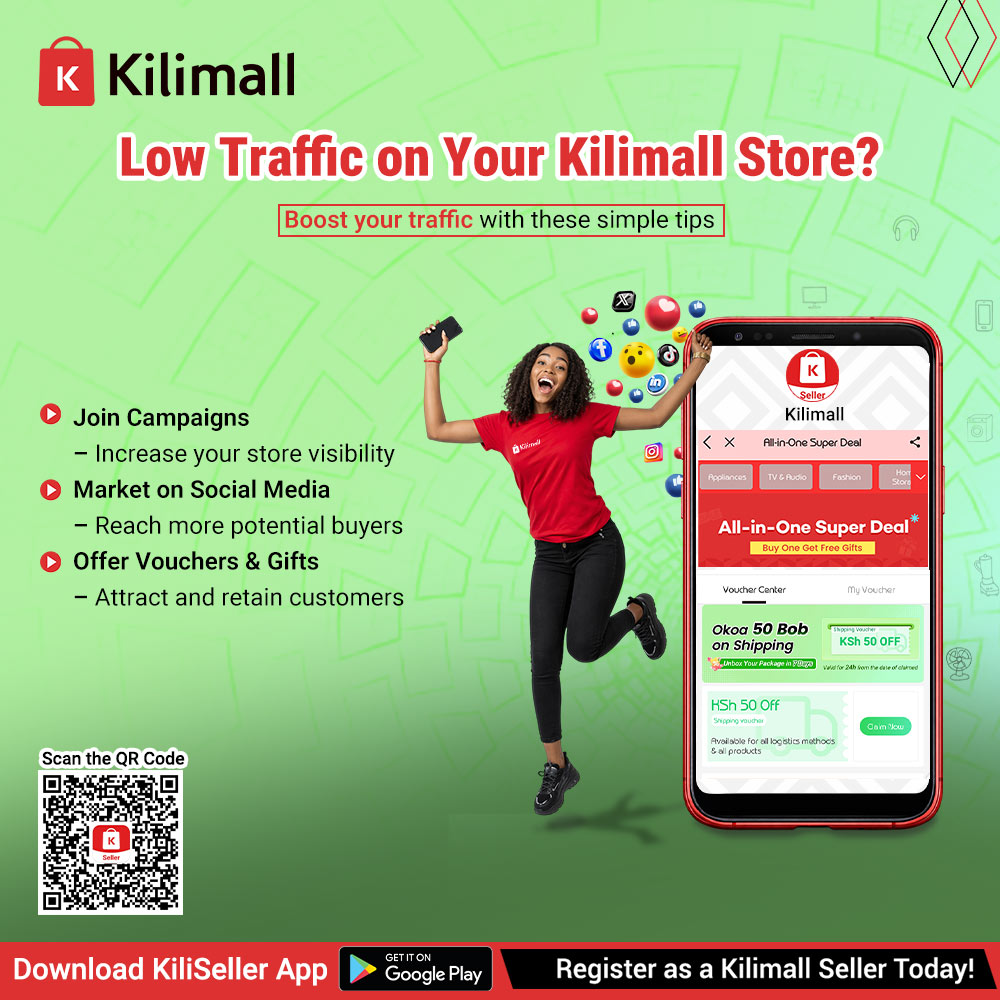Kilimall's tweet image. 💥 Unlock unlimited earning potential today! Sign up as a Kilimall seller via this link&amp;gt;&amp;gt; k.kili.co/1ylwt fill in your details to register, list your products and earn up to 100k every week!💸💃
#Kilimall #onlinesales #onlinebusiness #dropshipping #makemoneyonline