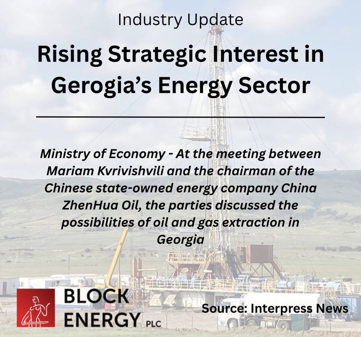 BlockEnergyplc's tweet image. 👀 #Georgia Energy Update 🇬🇪 #BLOE 

Growing international interest in Georgia’s energy sector continues, with China’s state-owned China Zhenhua #Oil engaging with the Ministry of Economy on potential oil &amp;amp; gas development.

Read more 👇 
interpressnews.ge/en/article/147…