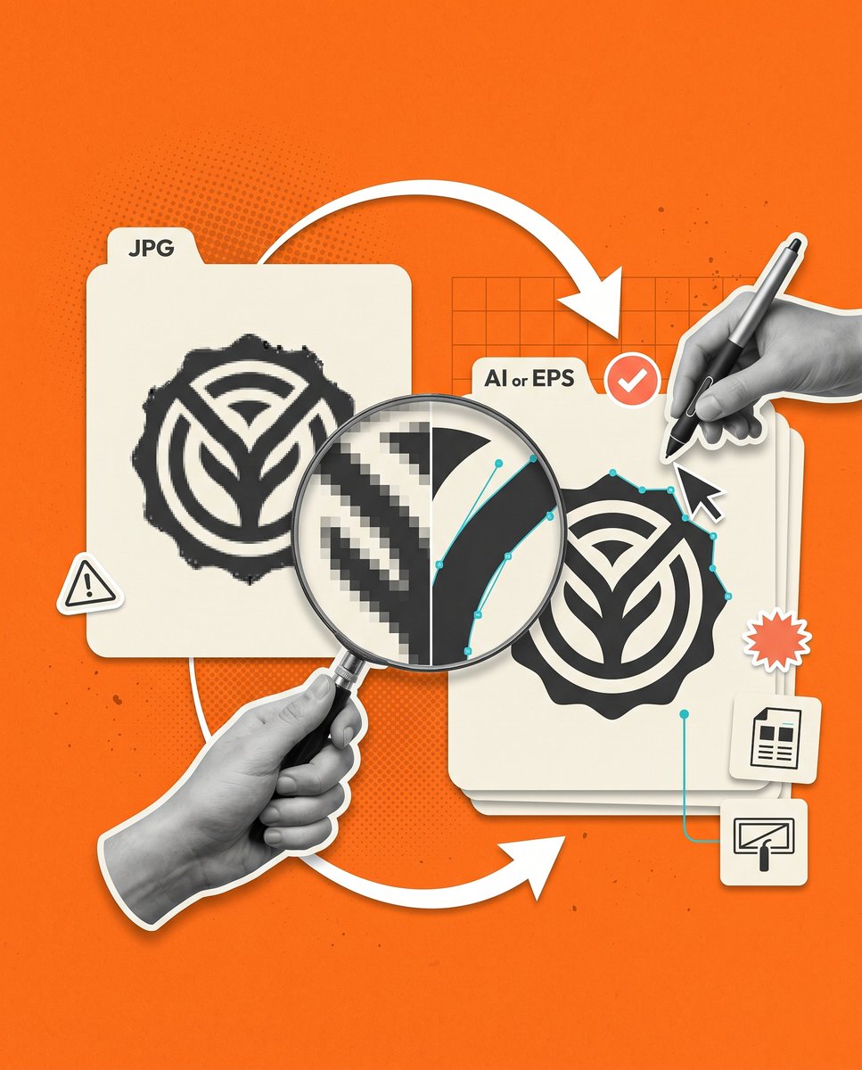 VectorWizHQ's tweet photo. The easiest way to stop printer back-and-forth is to retire that old JPG file. Once the artwork is rebuilt properly, approvals tend to move faster because the file stops arguing with the workflow.

Explore JPG to Vector: https://t.co/vj69nrDrYU

#JPGtoVector #PrintReady #LogoCleanup #VectorWiz