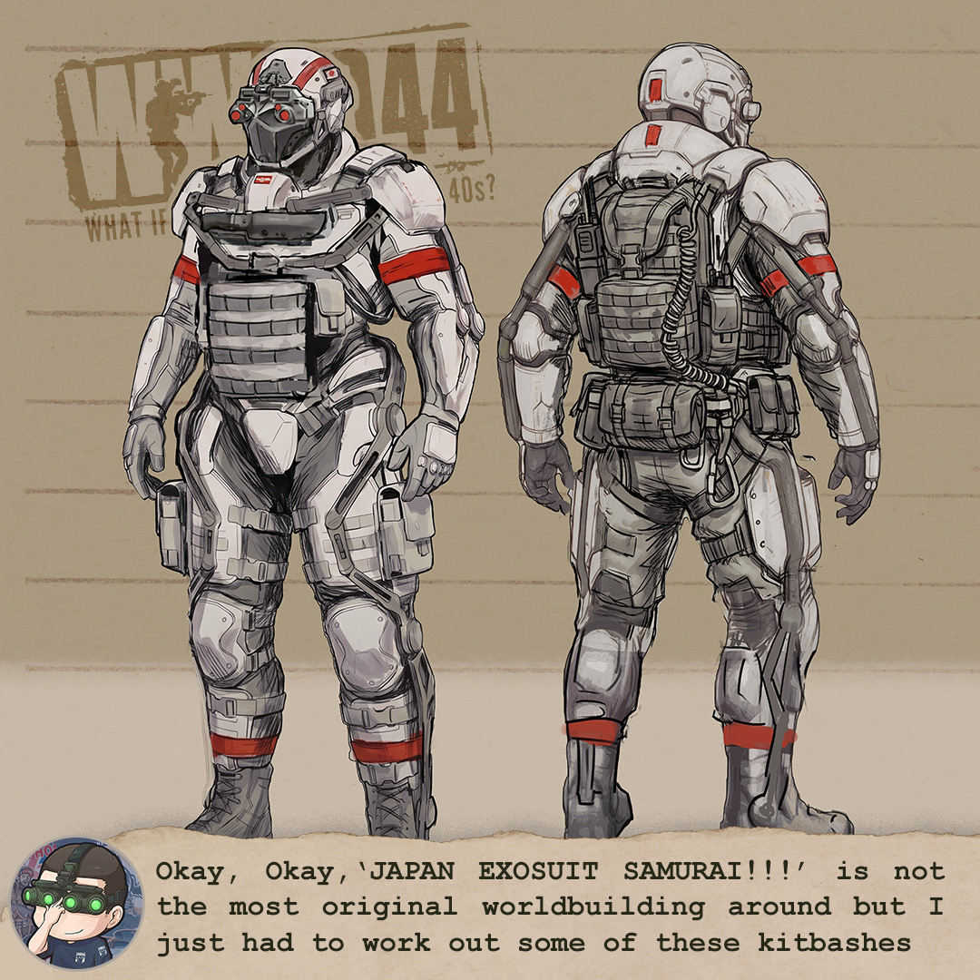 kaisercatcinema's tweet image. What if WWII happened in the 2040s? Japanese Special Forces in 2042. Here is my concept  of an #althistory meets #scifi Japanese Special Forces / Naval Infantry #military #exosuit. More info at  kaisercatcinema.com/s/about-ww2044