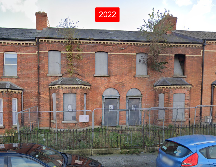 RobCross247's tweet photo. It's frustrating to see how dysfunctional Ireland has become. Here's one example: 19 & 21 Connaught Street, Phibsboro, is a pair of Victorian red-brick houses that have become a long-running symbol of dereliction in Dublin 7.

Here is the timeline:

2009 — Both houses are first added to Dublin City Council's (DCC) Derelict Sites Register — typically an early step toward a possible Compulsory Purchase Order (CPO).

2012 — The then-owner carries out cosmetic repairs to the exterior (tidying up how the houses looked from the street). On that basis, DCC removes both properties from the Derelict Sites Register. The houses remain empty and boarded up behind the facade.

2018 — DCC re-enters both houses on the Derelict Sites Register (the current file references DS704 and DS705), restarting the CPO process.

April 2019 — Compulsory Purchase Order comes into force. DCC buys the two houses for €350,000 each (€700,000 total), with the stated aim of returning them to use as social housing the following year.

2022 — Residents on Connaught Street publicly complain that DCC is too slow. Three years after purchase, nothing has happened on the site. DCC says the council still needs to complete surveys before tendering for a builder.

2024 — Council decides to go back out to tender after further deterioration, including the discovery of a subsidence issue.

March 2026 — DCC scraps the regeneration project entirely. Renovation cost estimate rises to €1.7 million, pushing total project cost to €2.4 million (≈ €1.2 million per social home). Council calls this "excessive" and says value for money cannot be achieved. "There are currently no plans for this building." Council says it is "exploring other options… including selling this type of property to ensure it is reused."

One solution: 
Ireland's local authorities lack the resources to restore derelict and vacant properties, so they should place CPO properties on the market with leasehold agreements for the common good. The Scottish Land Commission has proposed Compulsory Sales Orders (CSOs) to give local authorities the power to force the sale of long-term derelict land or buildings via public auction or tender. If the property is truly abandoned and has no known owner, it is then transferred to the state.

#HousingCrisis #DerelictIreland #VacantIreland #Dublin #Ireland