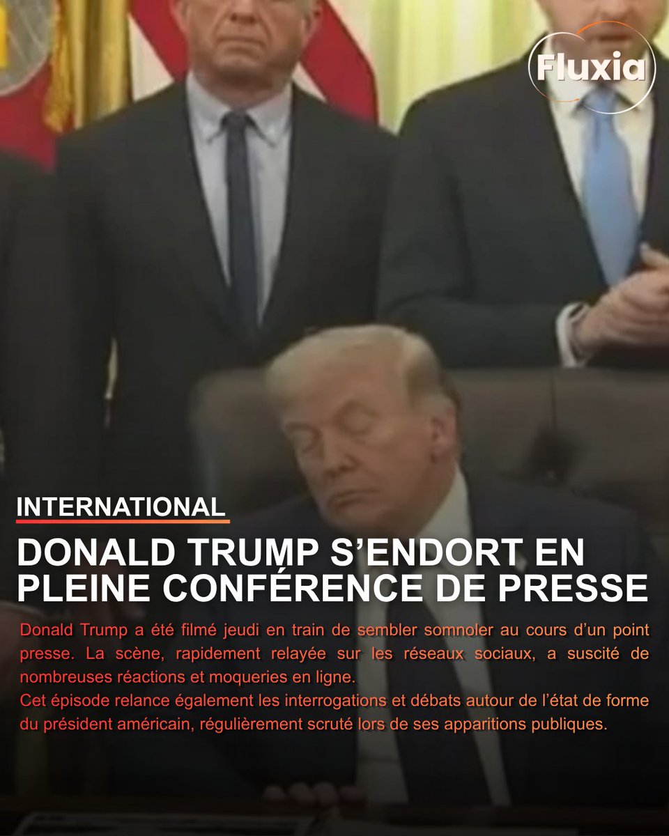 FluxiaMedia's tweet image. 📣DONALD TRUMP S'ENDORT EN PLEINE CONFERENCE DE PRESSE

#international #donaldtrump #actu #actualité