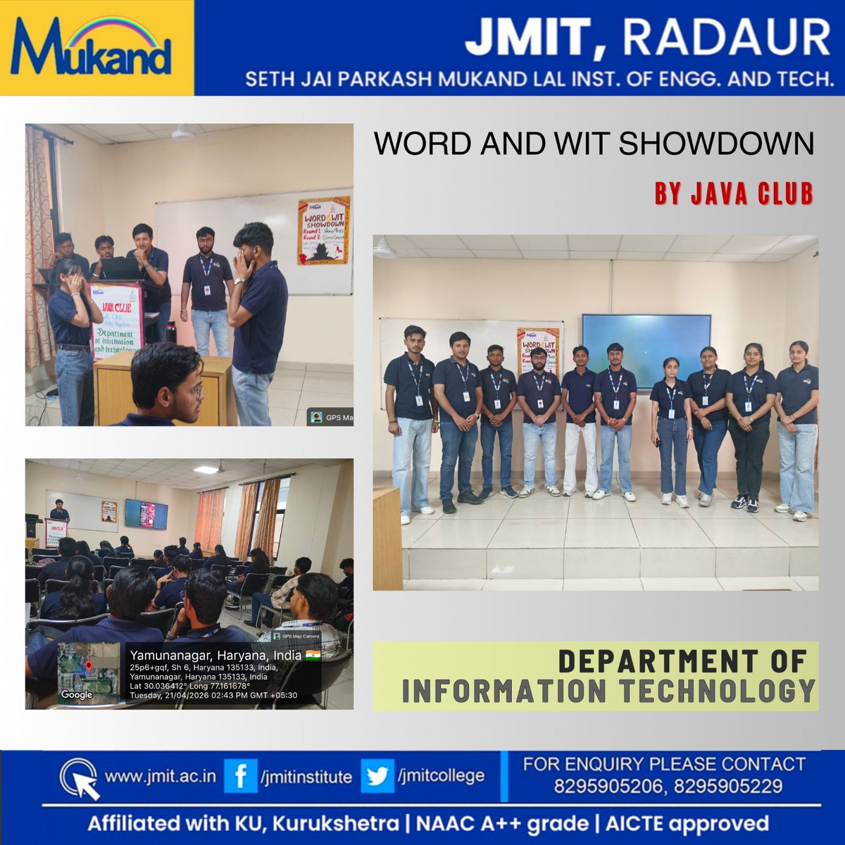 JmitCollege's tweet image. Sharp minds. Confident voices. 💡
Word &amp;amp; Wit Showdown by Java Club, Dept. of IT, JMIT Radaur showcased talent, expression &amp;amp; real-world skills.
#JMITRadaur #CampusLife #StudentSkills